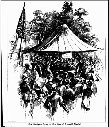 NSW Governor at Carrington Hospital Laying Foundation Stone Illustrated Sydney News 1889