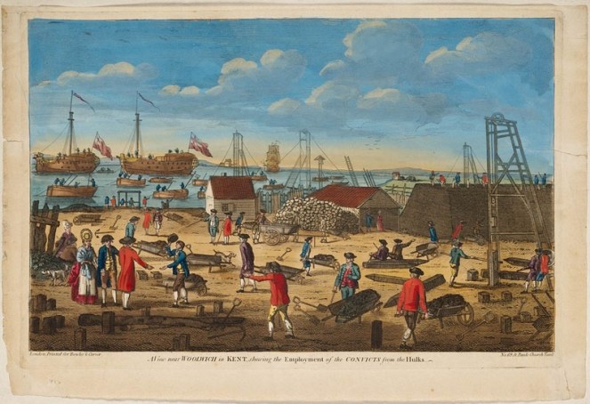 View near Woolwich in Kent shewing [sic] the employment of the convicts from the hulks, c. 1800 (State Library of NSW)