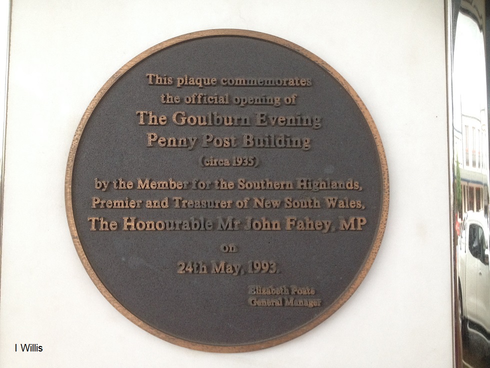 Goulburn Post newspaper Office 1935 plaque lowres