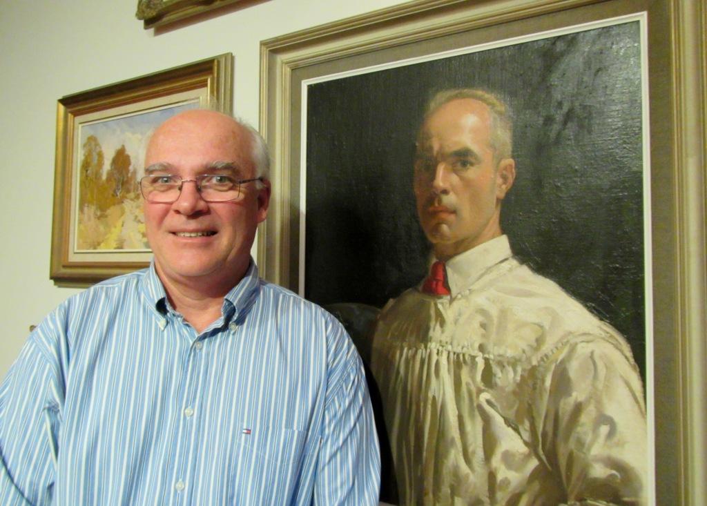 Camden Macaria Gary Baker next to his father's portrait 2018 LStratton