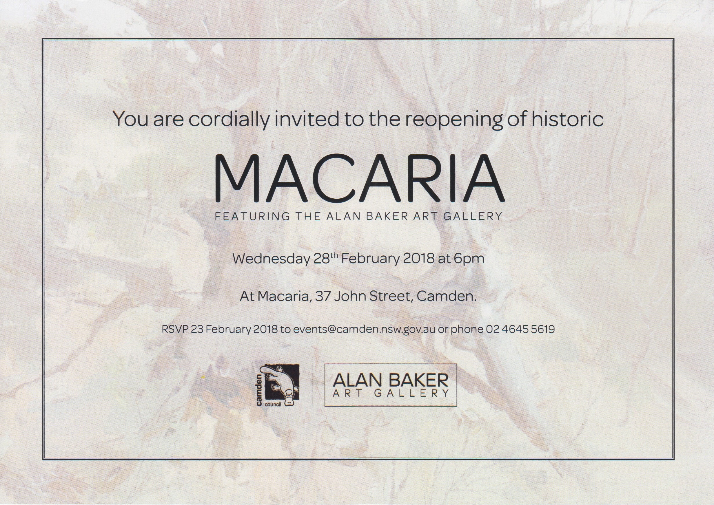 Camden Macaria Opening Invitation 2018Feb28