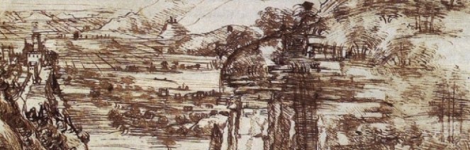 Leonardo da Vinci_s earliest known drawing, the Arno Valley (1473), Uffizi fragment